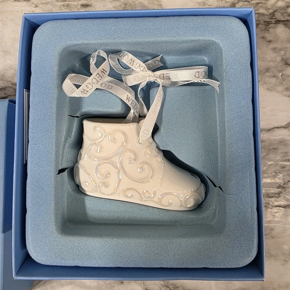 Wedgewood Christmas Ornament Baby's First Shoe 2009 Collectible Baby Blue Box